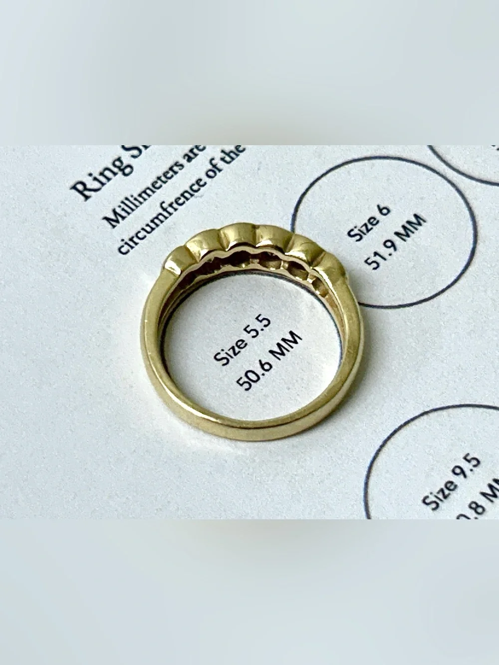 Vintage 14 Karat Gold 6 Bezel Set Diamond Ring